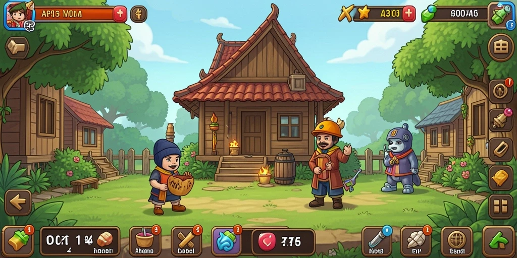 Screenshot menunjukkan karakter dalam gameplay Idle yang menarik.