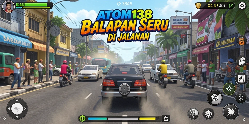 Tampilan gameplay Racing dalam ATOM138 yang mendebarkan.