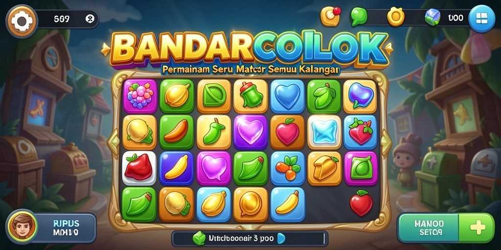 Screenshot utama BANDARCOLOK menampilkan gameplay seru Match-3.