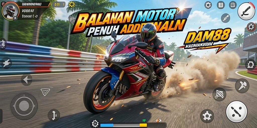 Tampilan gameplay balap motor yang seru dan menegangkan di DAM88.