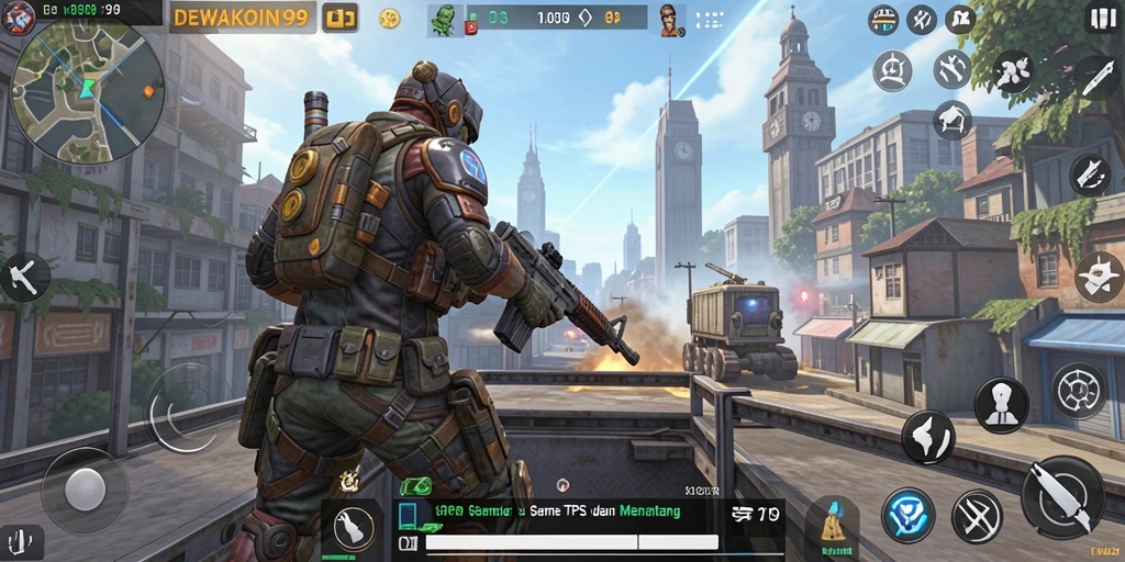 Tampilan gameplay DEWAKOIN99 yang menegangkan di mode TPS.