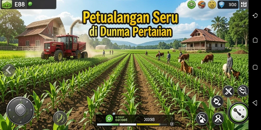 Gameplay E88 menampilkan pertanian yang indah dan interaktif.