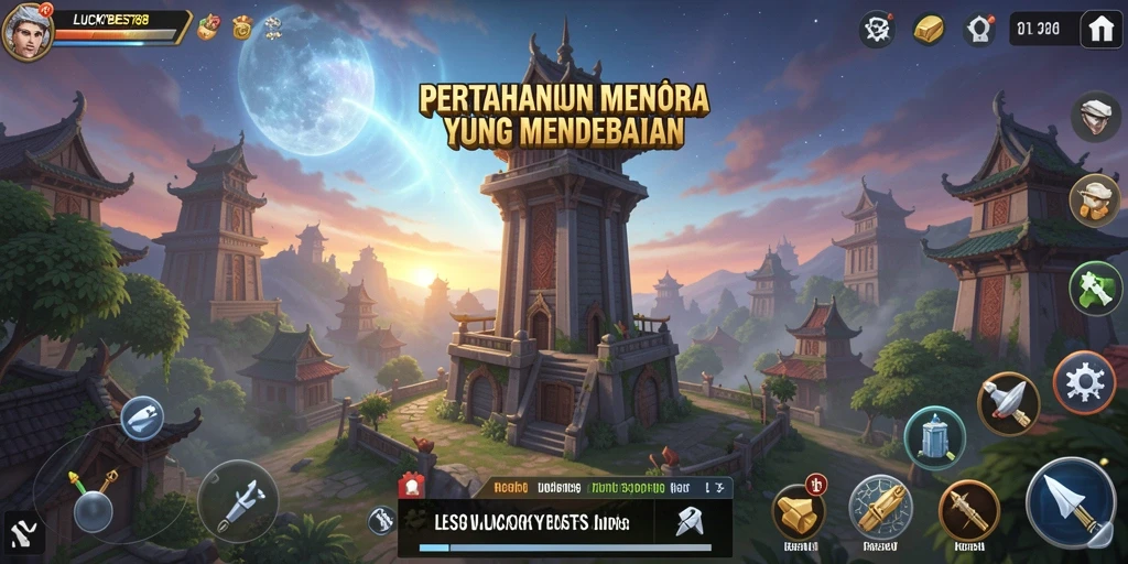 Gameplay seru LUCKYBEST88 dalam pertahanan menara.