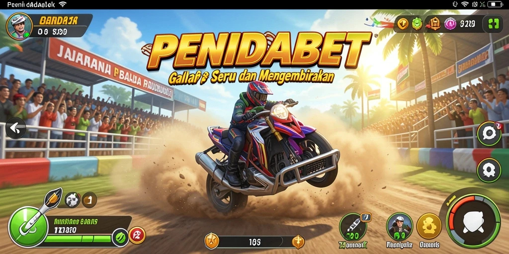 Tampilan gameplay balapan seru dan penuh aksi di PENIDABET.