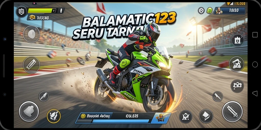 Screenshot gameplay PRAGMATIC123 yang menampilkan aksi balap motor.