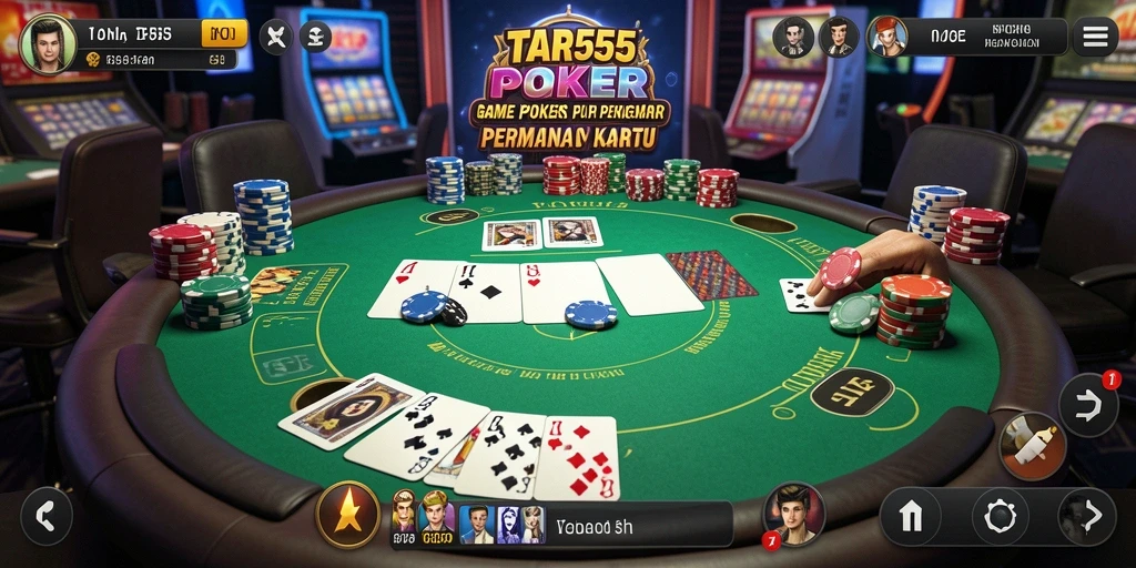 Screenshot gameplay TAR555 menampilkan aksi seru permainan Poker yang menegangkan.