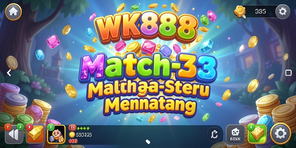 Tampilan screenshot gameplay Match-3 yang menarik dan penuh warna.
