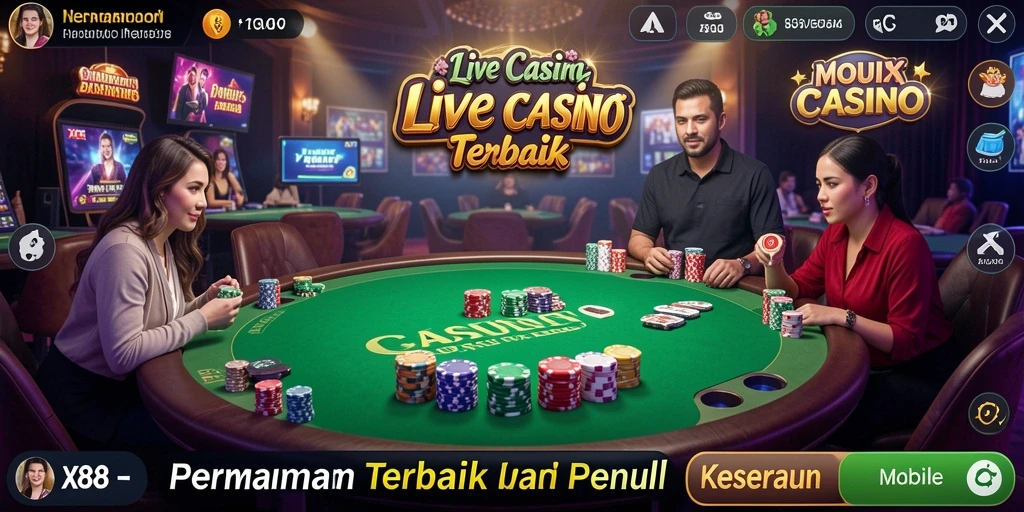 Tampilan gameplay Live Casino X88 yang mendebarkan dan interaktif.