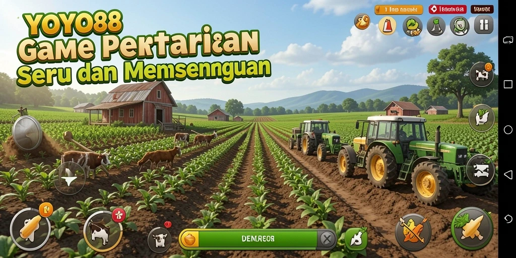 Tampilan gameplay menarik dari YOYO88 yang menunjukkan aktivitas berkebun.